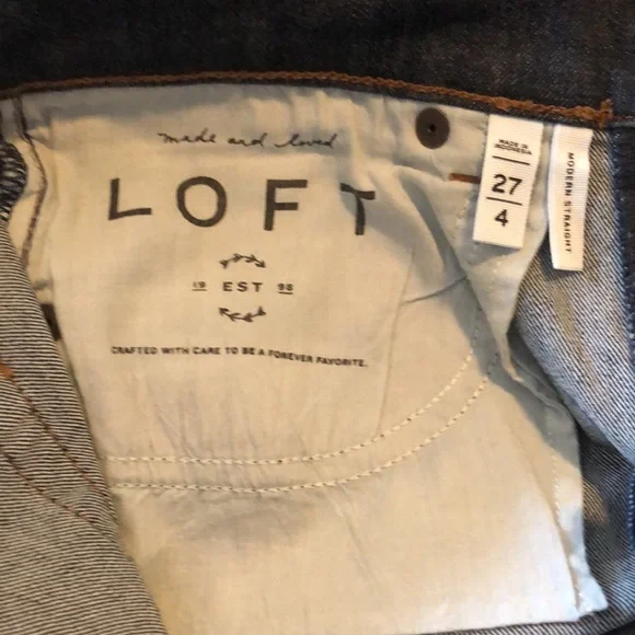 Loft Dark Wash Modern Straight Jeans - Picture 8 of 8
